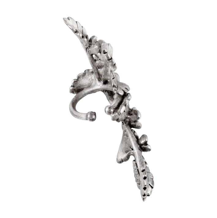 Arete de plata abierto con forma de hojitas de conciencia. Arete sin perforación. Joyería mexicana,