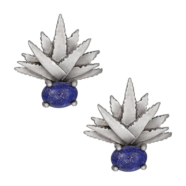 Par de aretes de plata Agave Lapislázuli azul