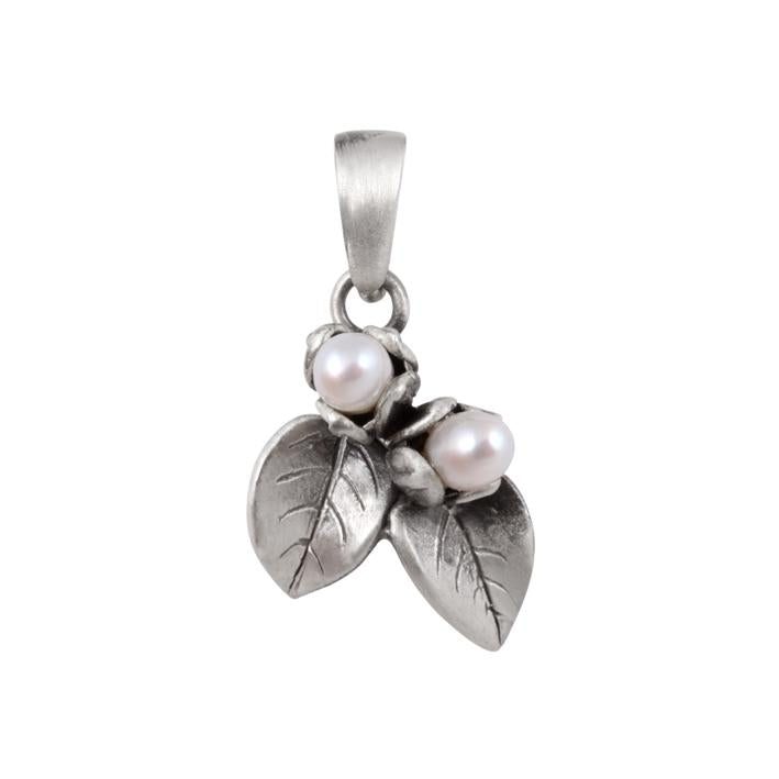 Dije 2 flores con perlas cultivadas en terminado antiguo en plata 925