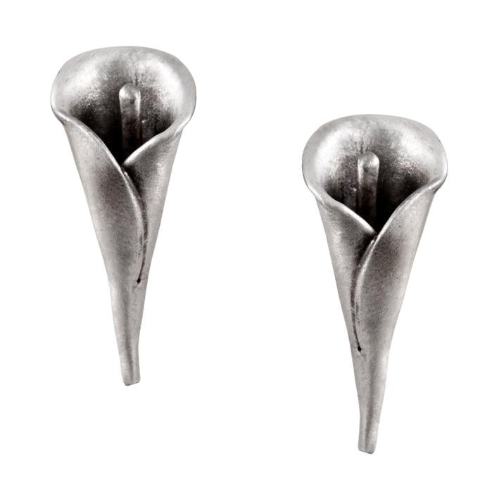 Par de aretes de plata en forma de alcatraz