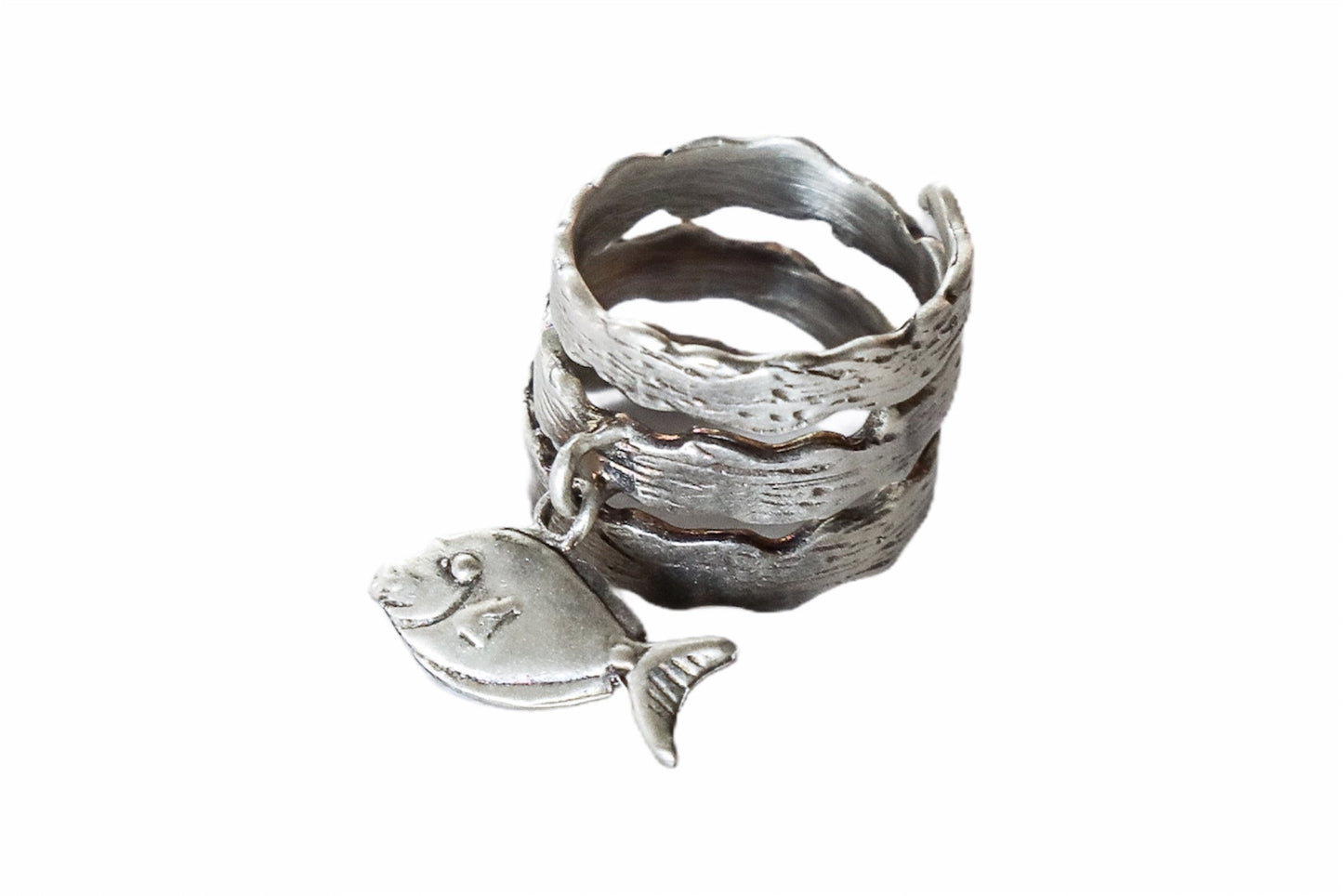 Anillo de plata de algas con pez cirujano, colección marina
