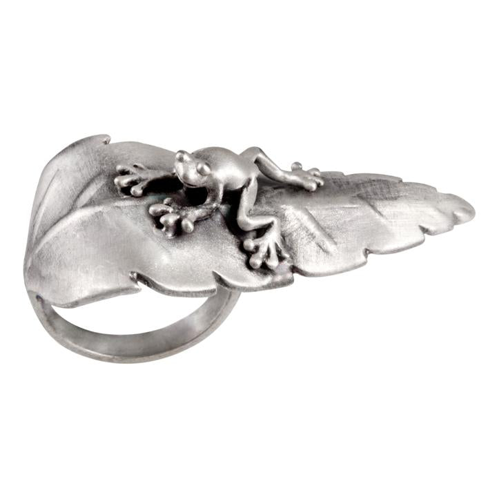 Anillo Hoja con Rana