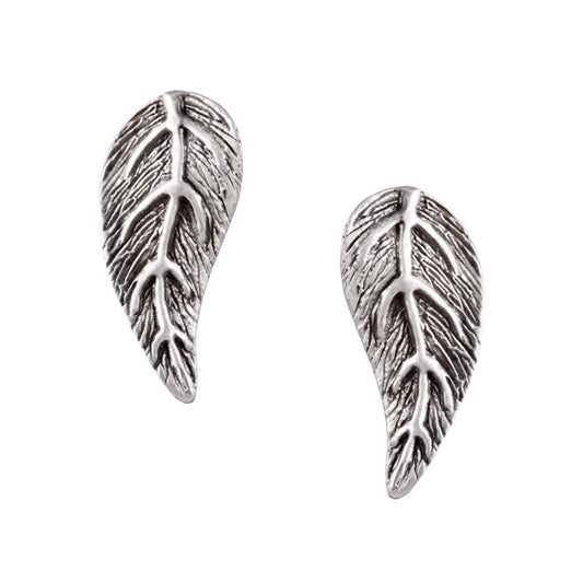 Par aretes de plata 925 con arillo y con terminado antiguo en, aretes en plata inspirados en la naturaleza con forma de hoja Eva. Diseño único y original de estilo atemporal Eva Carrillo Joyas. 